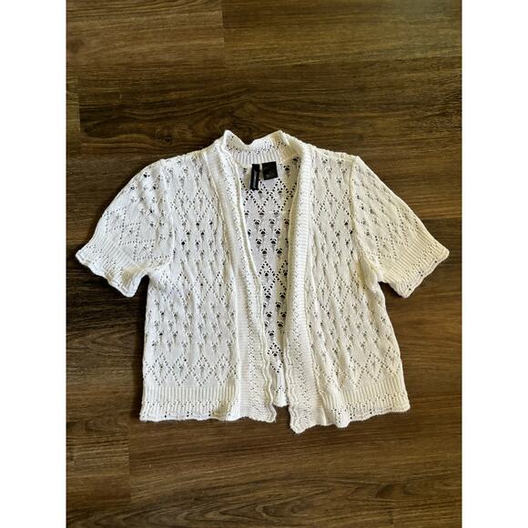 Y2k Jason Maxwell White Knit Cardigan Short sleeve Cropped Size Small Acrylic - Picture 1 of 7